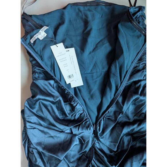 NWT Veronica Beard Kupa Ruched Strapless Midi Dress Size 12 Petrol #3H510 - Picture 6 of 10
